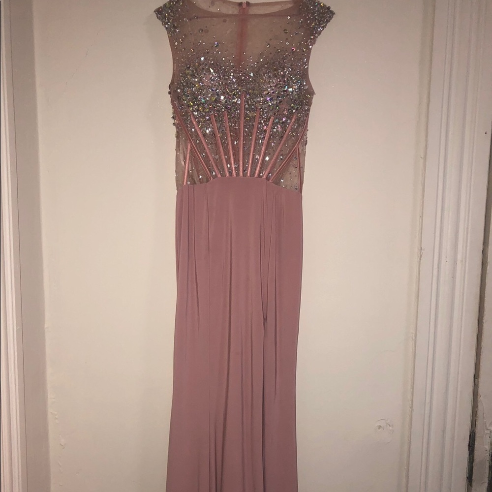 JOVANI Nude/Sheer Pink Prom Dress